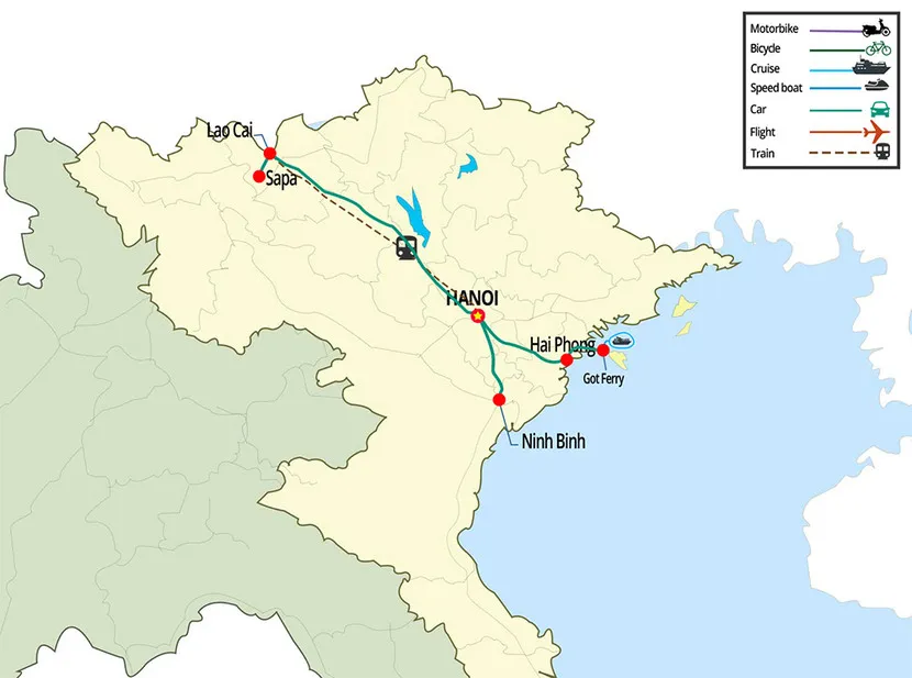 1 week itinerary vietnam classic map