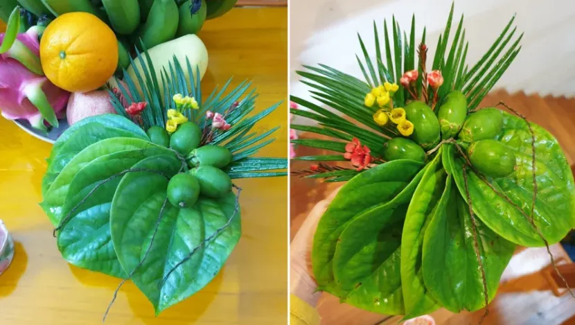 Un conjunto de areca y betel para ofrendar