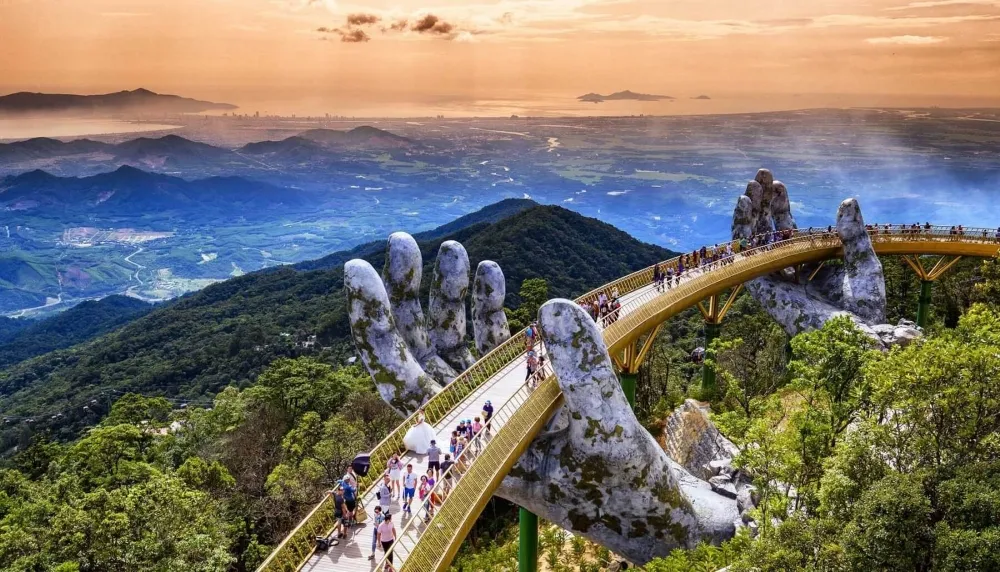 the famous golden bridge in da nang