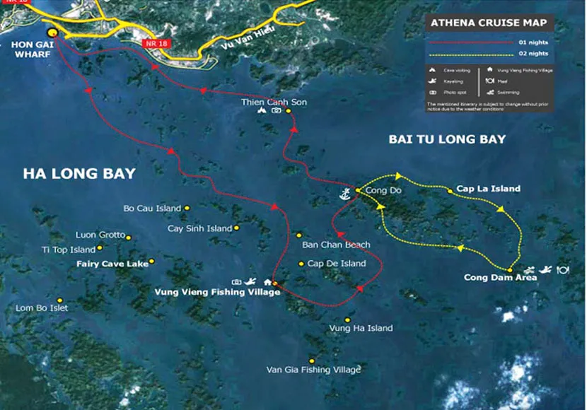 bai tu long bay cruise map