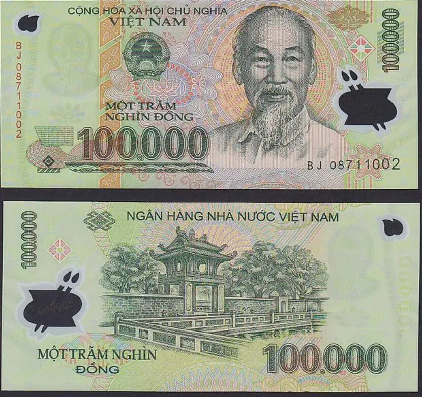 argent au Vietnam 100000 dong vietnam