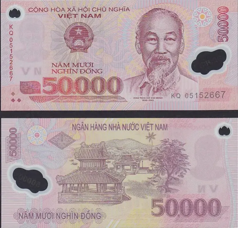 argent au Vietnam 50000 dong vietnam
