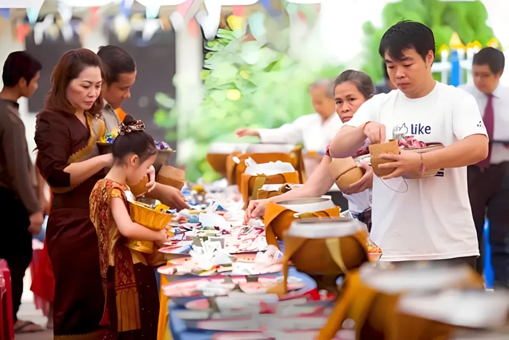 normal scene in a laos traditional festival