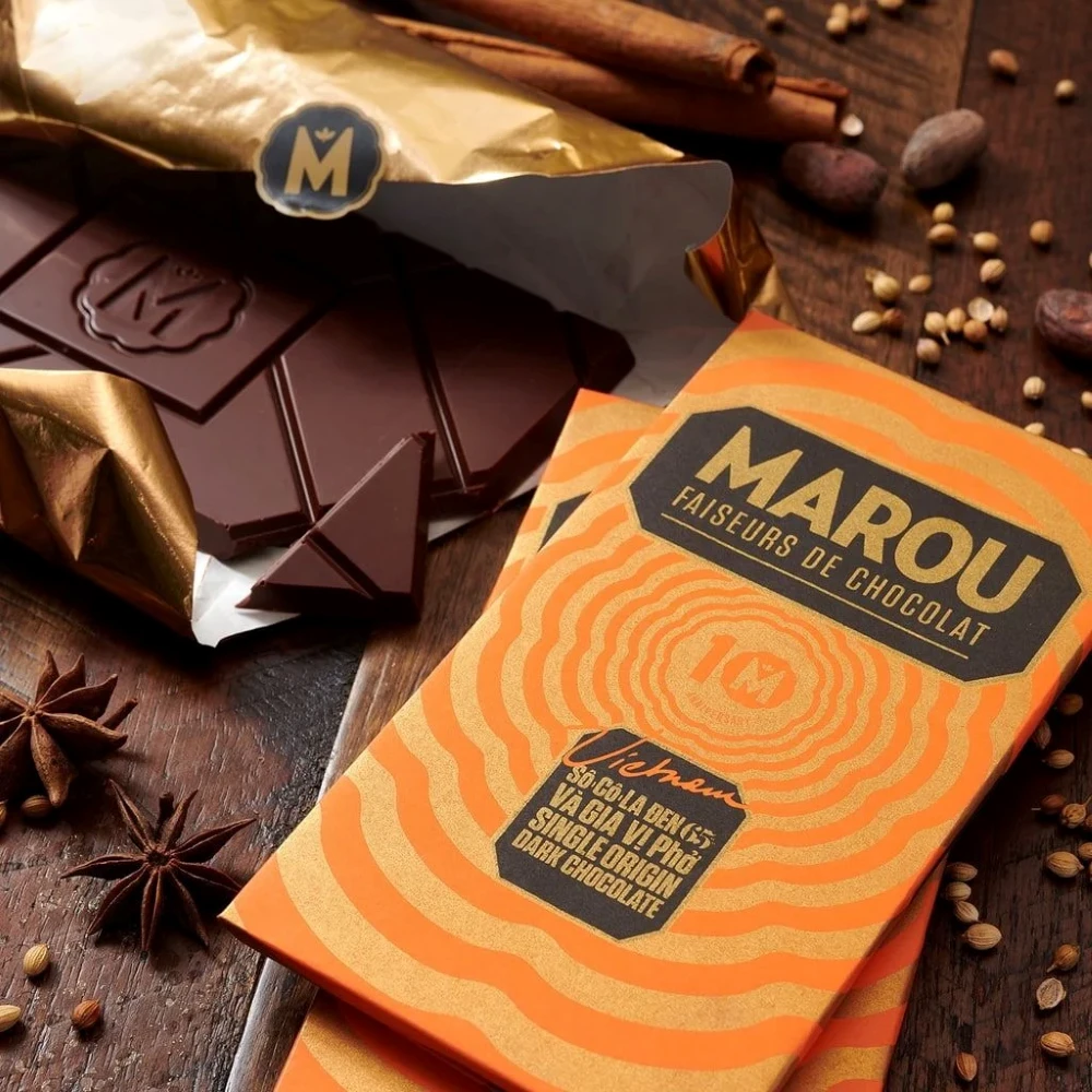 Barrette di cioccolato artigianale vietnamita Marou