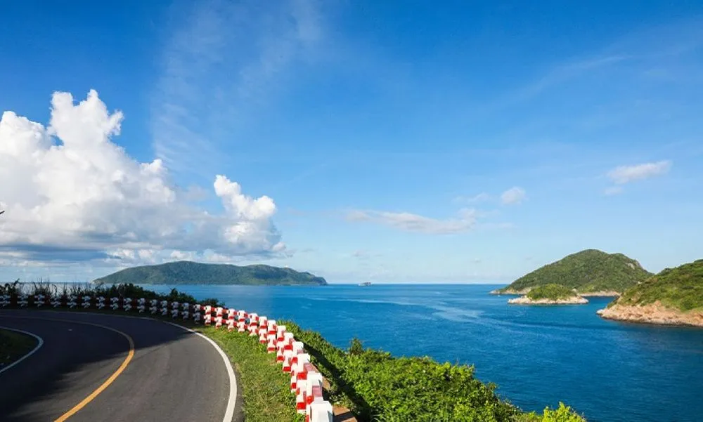 the scenic view on the road from cai vieng pier to cat ba town