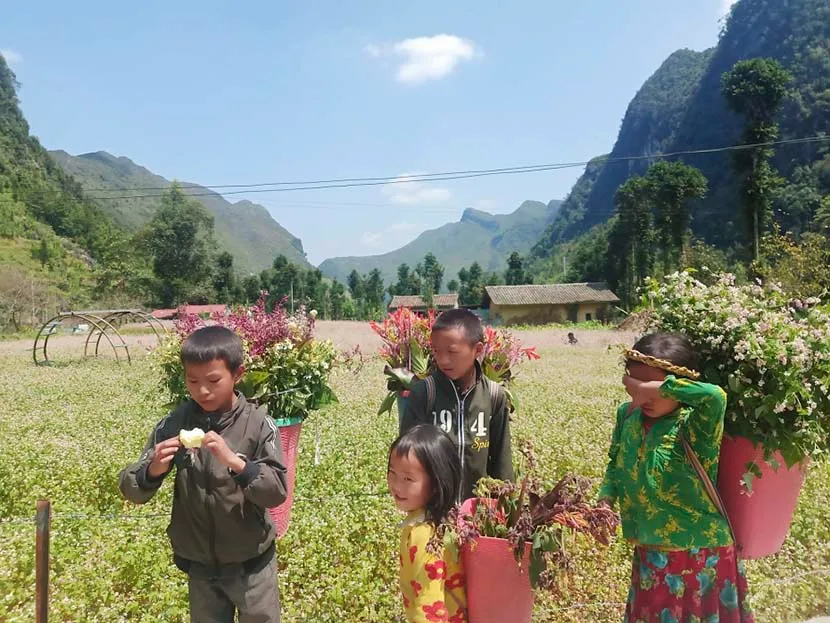 children in dong van plateau