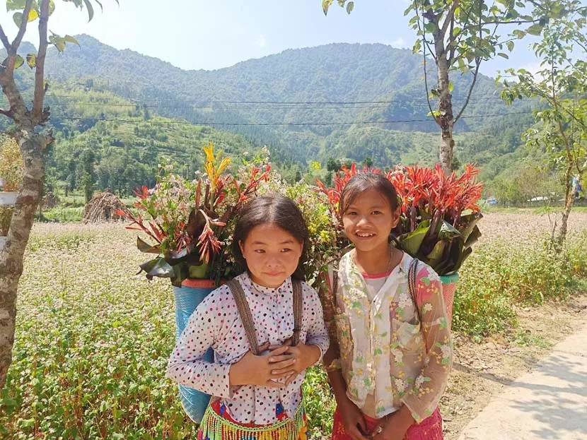 children in dong van plateau