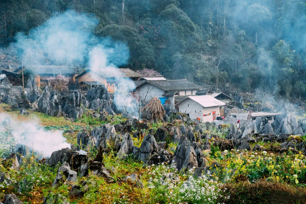 karst plateau landscape during the Ha Giang Loop in February
