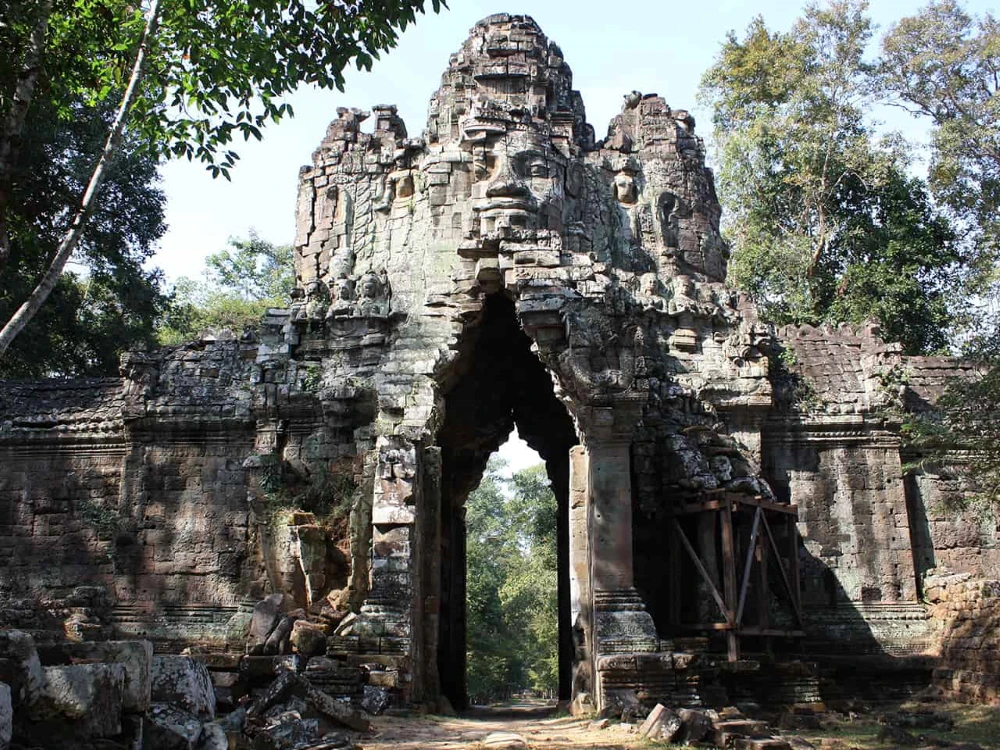 the entrance to Angkor Wat temple in Siem Reap Cambodia