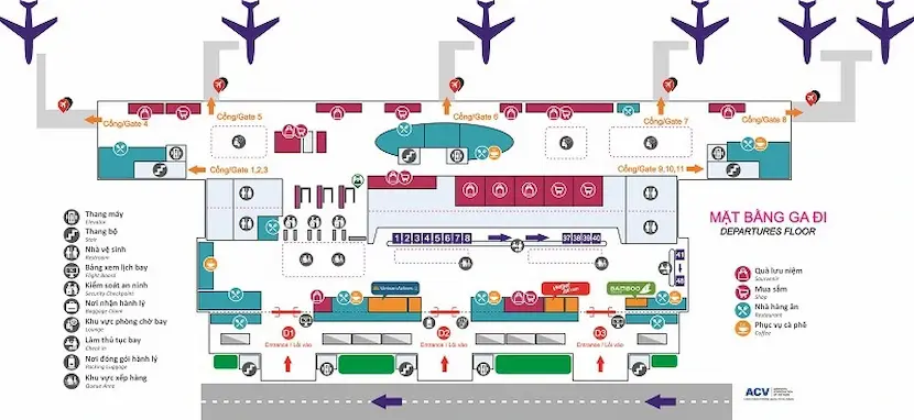 Étage des départs au terminal domestique de l'aéroport de Danang