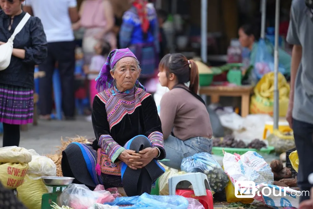 a seller at bac ha ethnic market lao cai