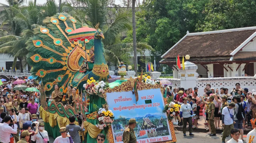 The Procession of the Spring Queen Nang Sangkhan during traditional Lao New Year festivities