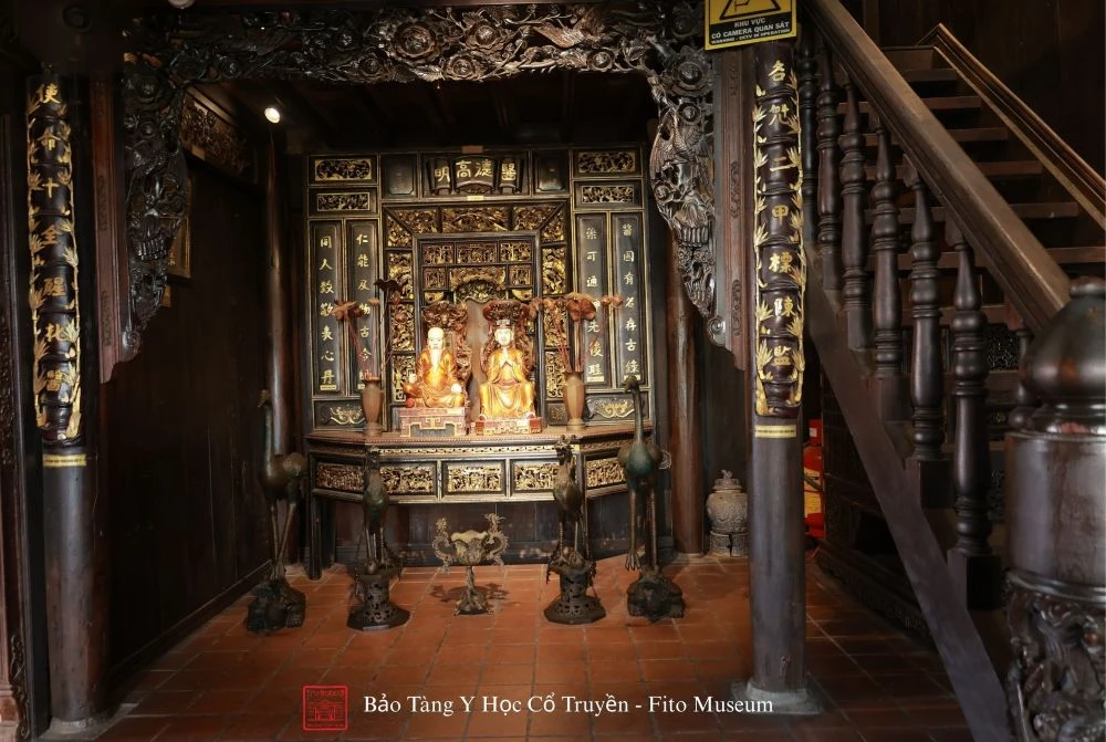 Solemn alter dedicated to masters of traditional Vietnamese medicine at FITO Museum Saigon