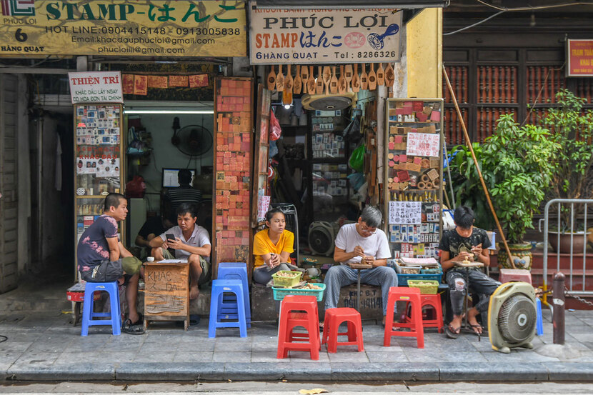 Hanoi Old Quarter sidewalk