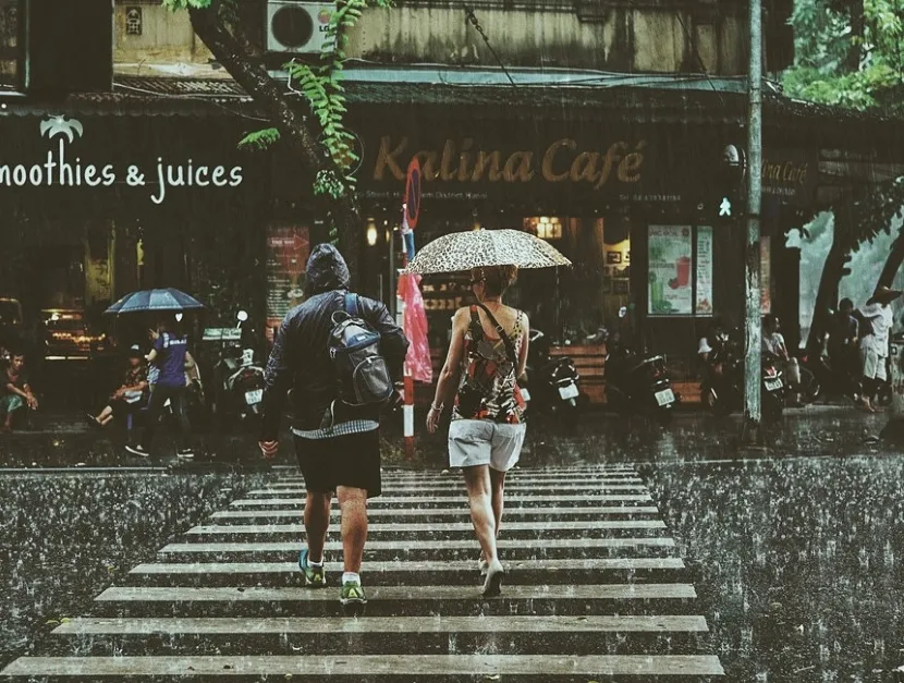 Hanoi street on a rainy day