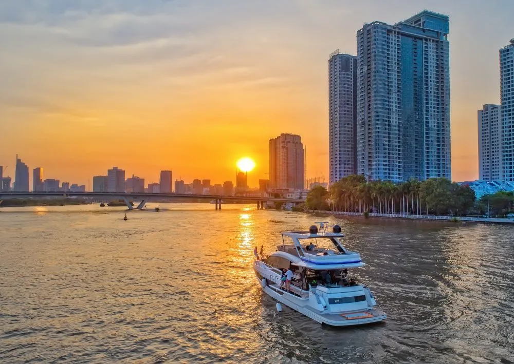sunset over the saigon river