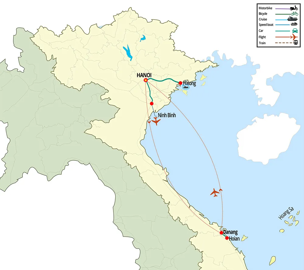 9 day family vacation to vietnam map