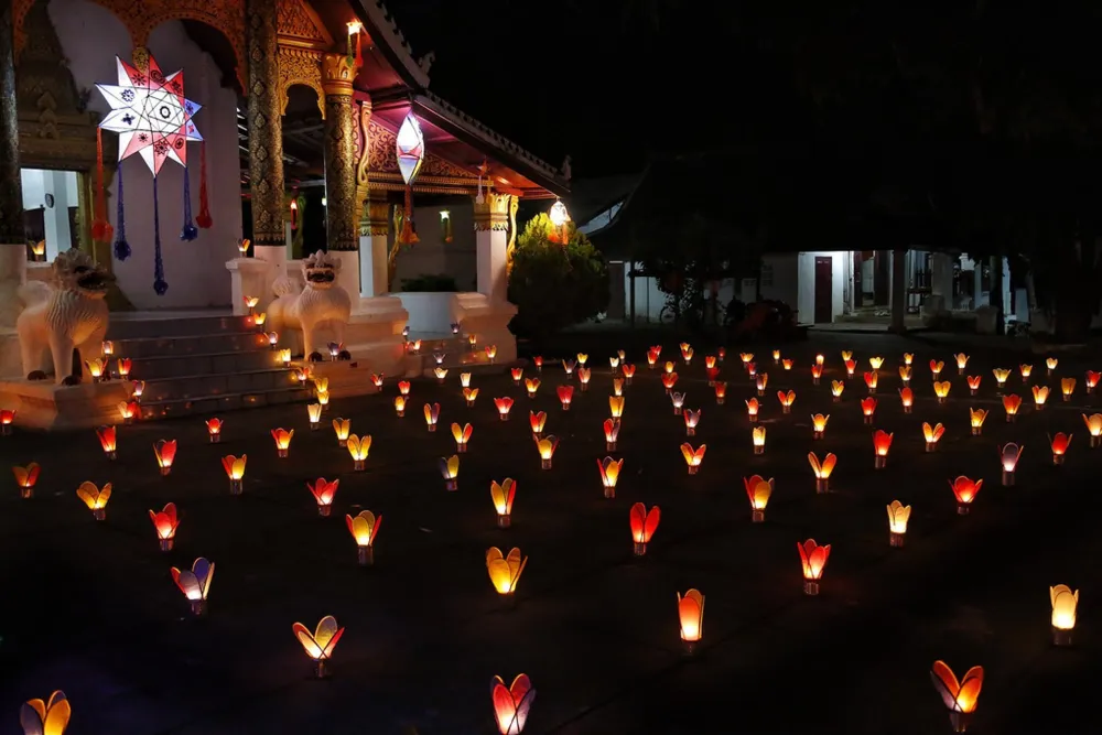 A candlelight setting for festival in laos