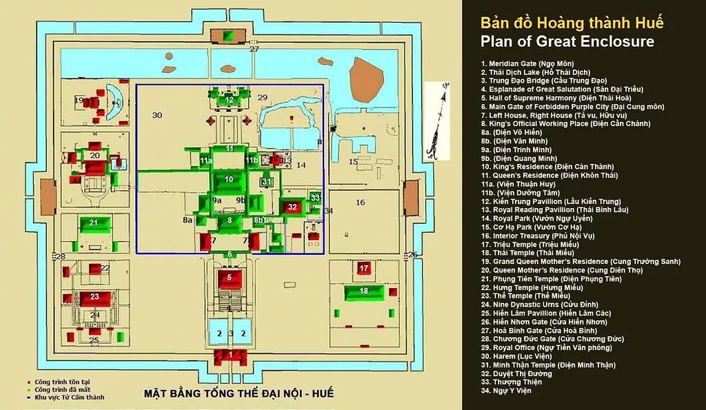 hue imperial city map of great enclosure