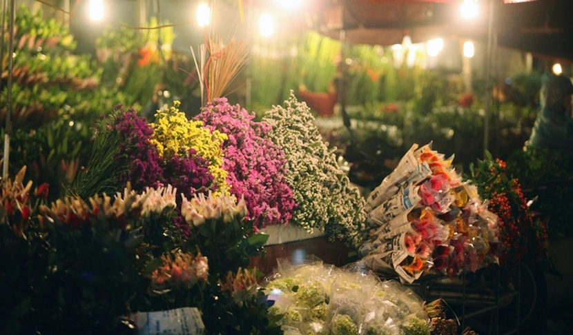 marché aux fleurs de quang ba