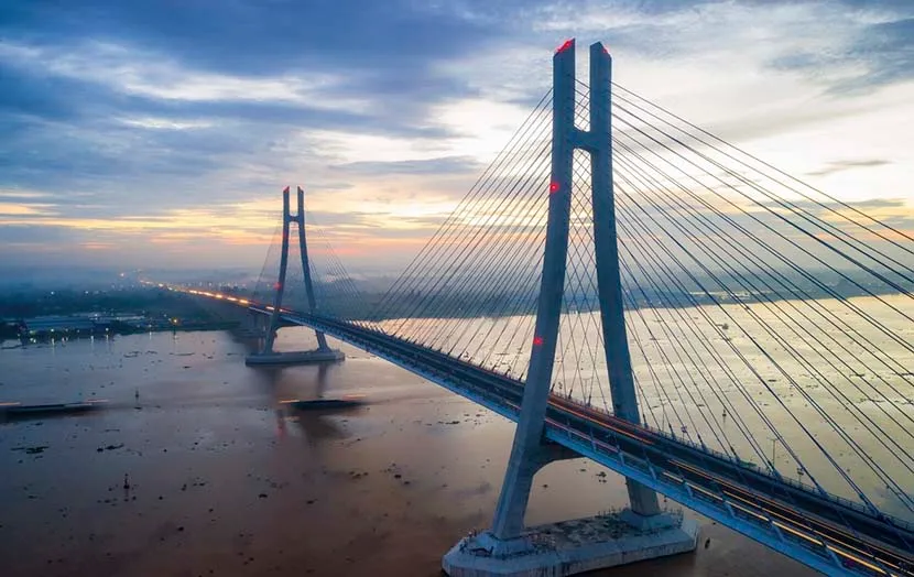 vam cong bridge in mekong delta river