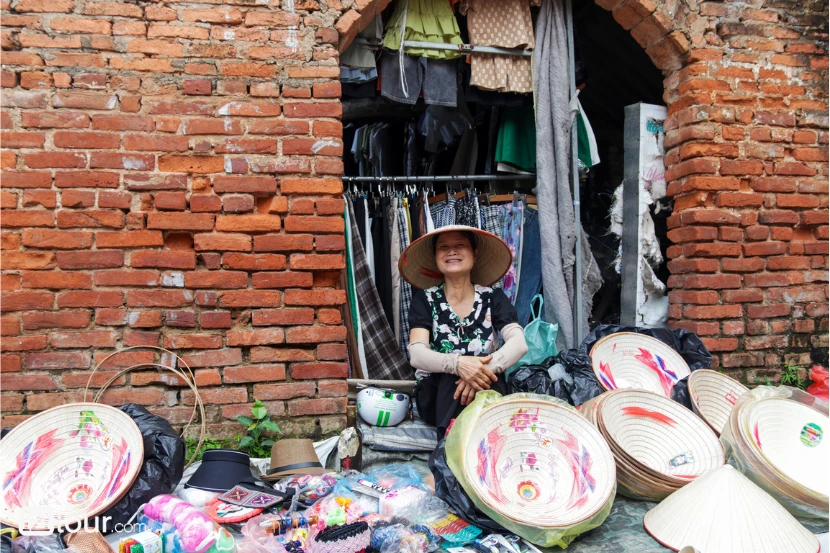 conical hat seller