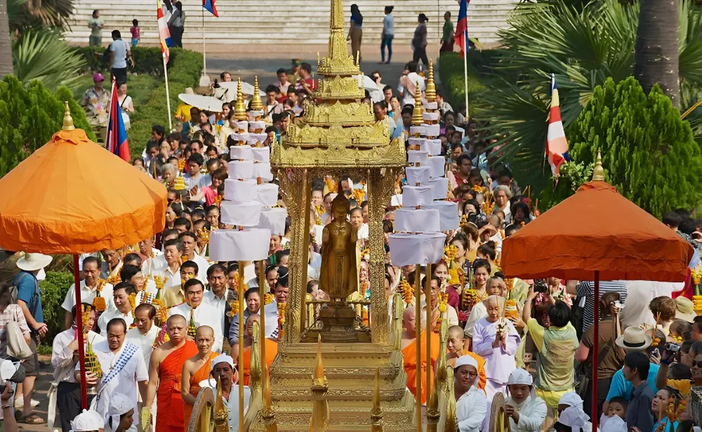 spiritual New Year processions in Vientiane Laos