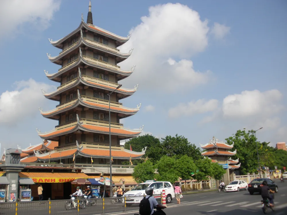 Vinh Nghiem Pagoda in Ho Chi Minh City Vietnam famous Buddhist temple with traditional architecture