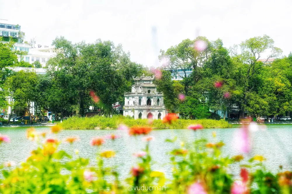 Hoan Kiem Lake in autumn Hanoi Vietnam
