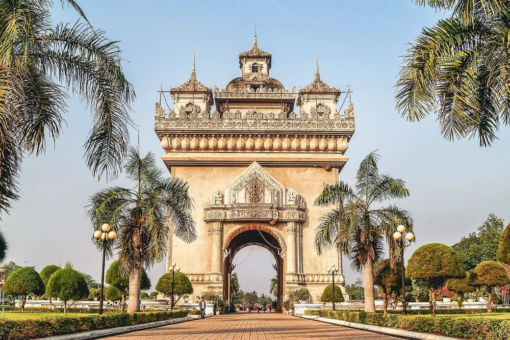 Patuxai Victory Gate in centre of laos capital