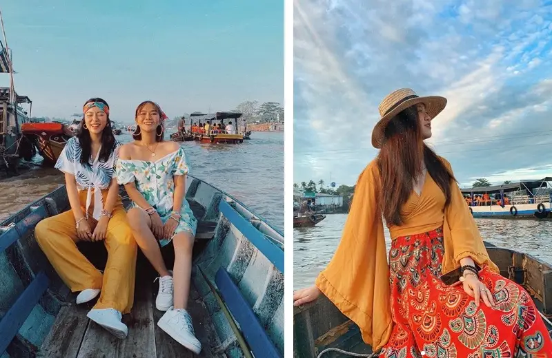 selfie phong dien floating market