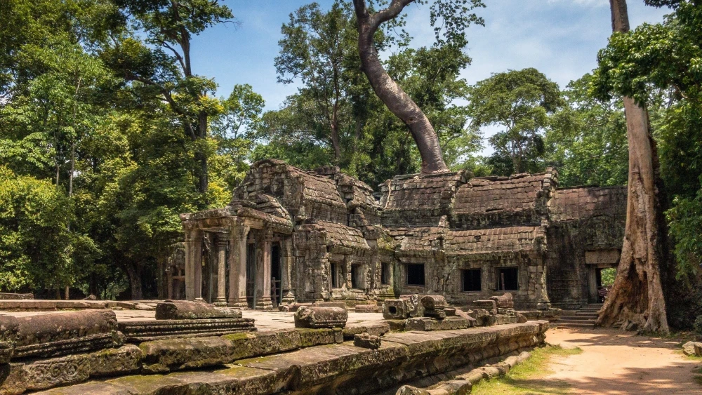 the atmospheric fusion of nature and Khmer architecture