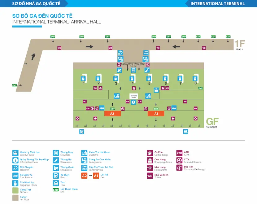 Terminal 2: Carte de l’aéroport de Tan Son Nhat