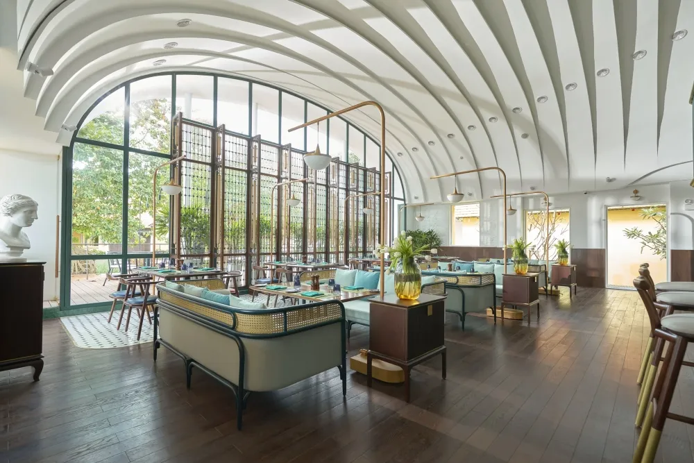 Modern guest lounge at The Secret Con Dao