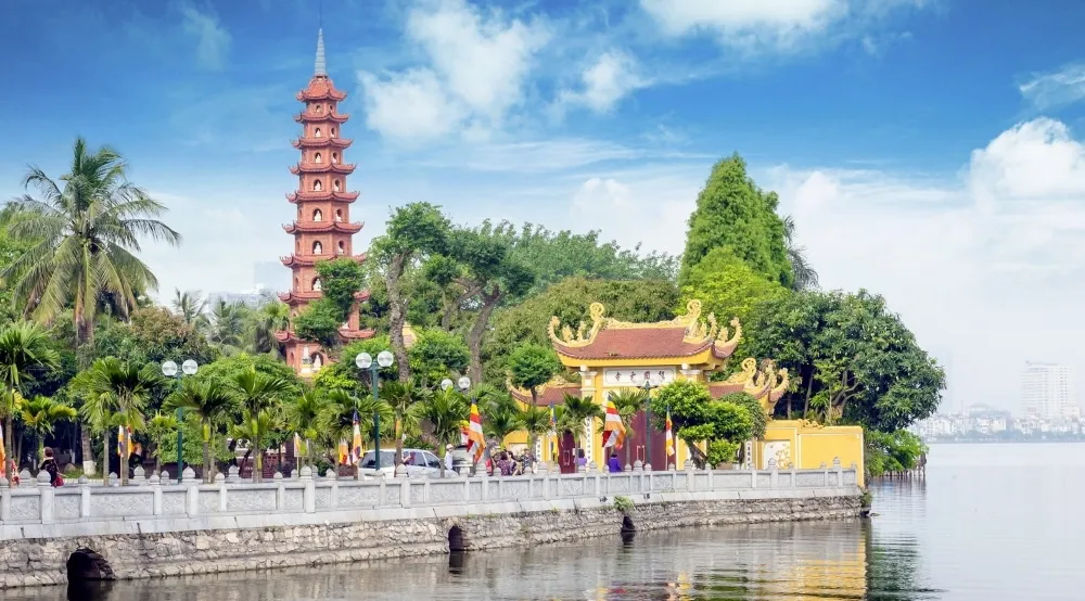 Tran Quoc Pagoda on a small island in West Lake