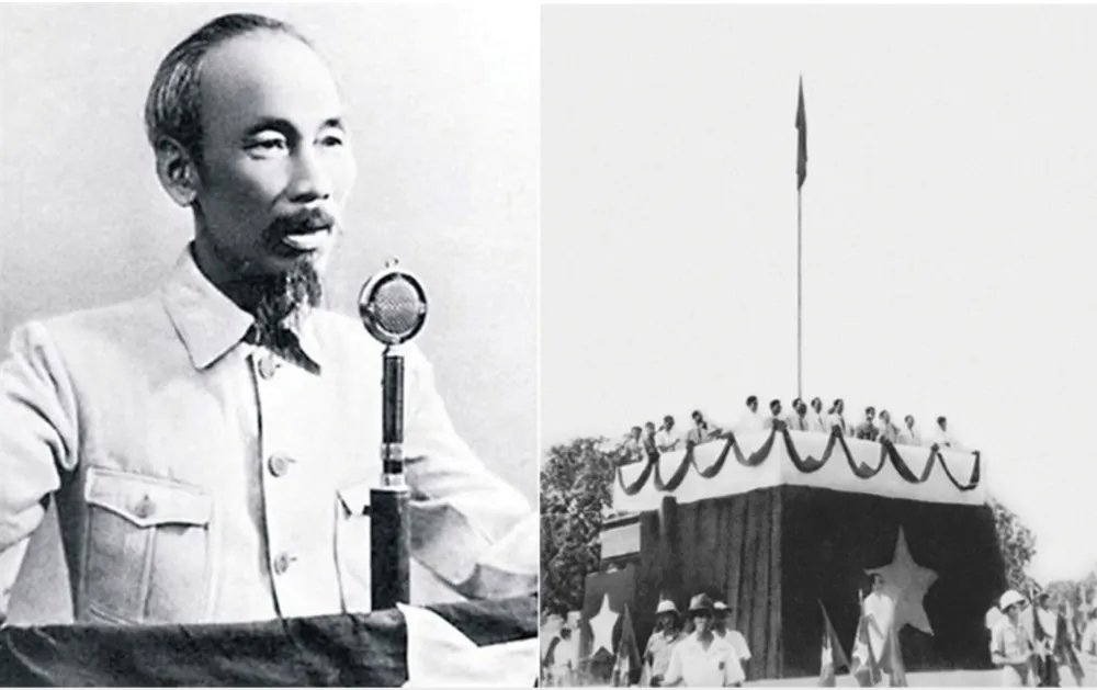 President Ho Chi Minh reading the Declaration of Independence on September 2 1945 in Hanoi