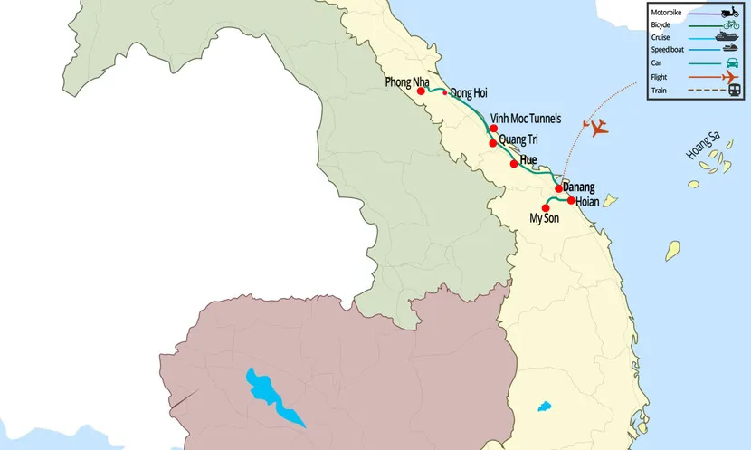 vietnam in 10 days map central