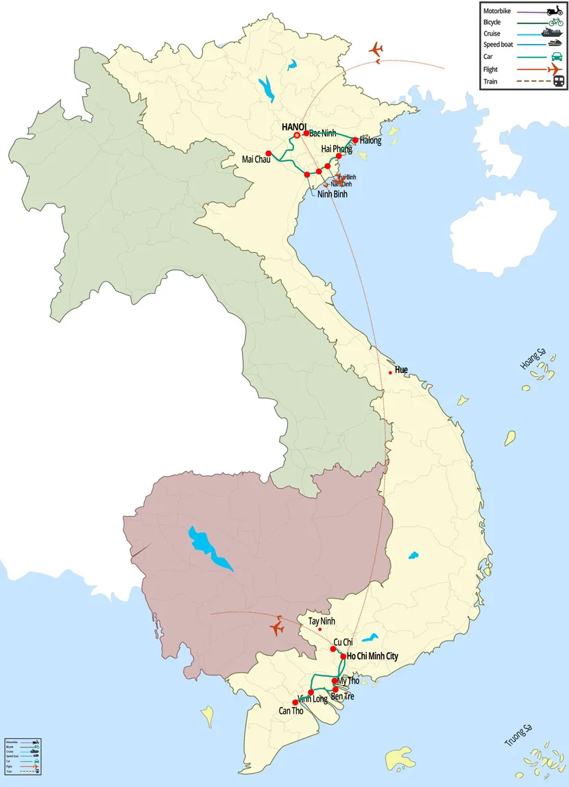 vietnam in 10 days map north south