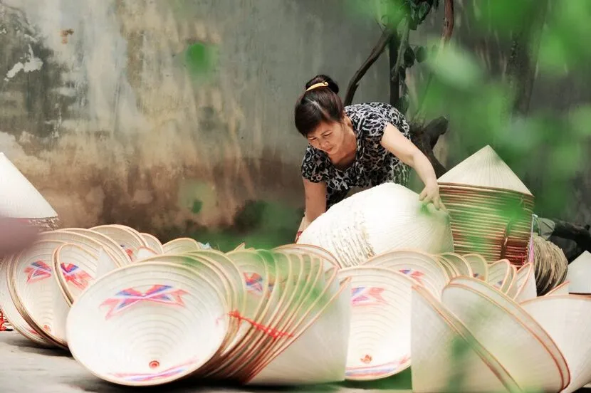 photos du village de chapeaux coniques de Chuong