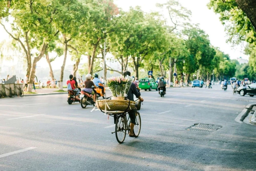 Hanoi in November with trees in autumn colours