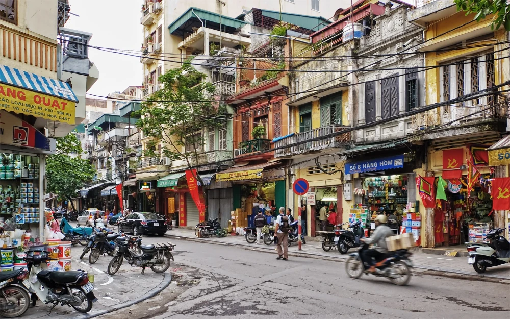 Streets of Hanoi’s Old Quarter in autumn