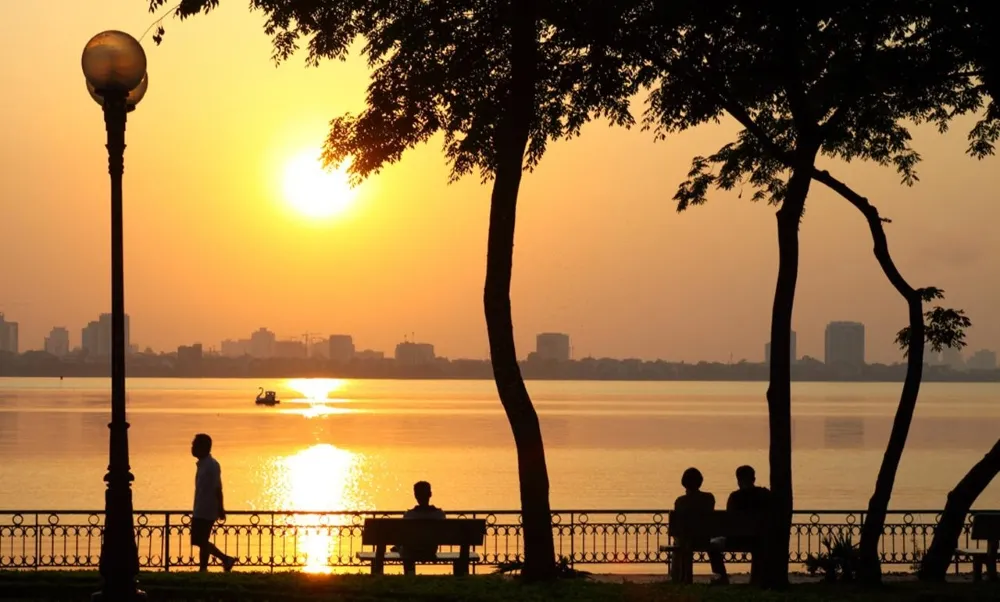 amazing sunset over the west lake