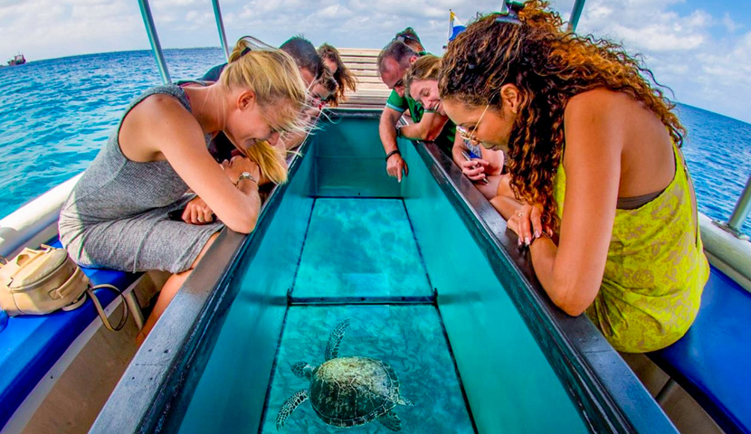 Gita in barca con fondo di vetro sulla baia di Nha Trang