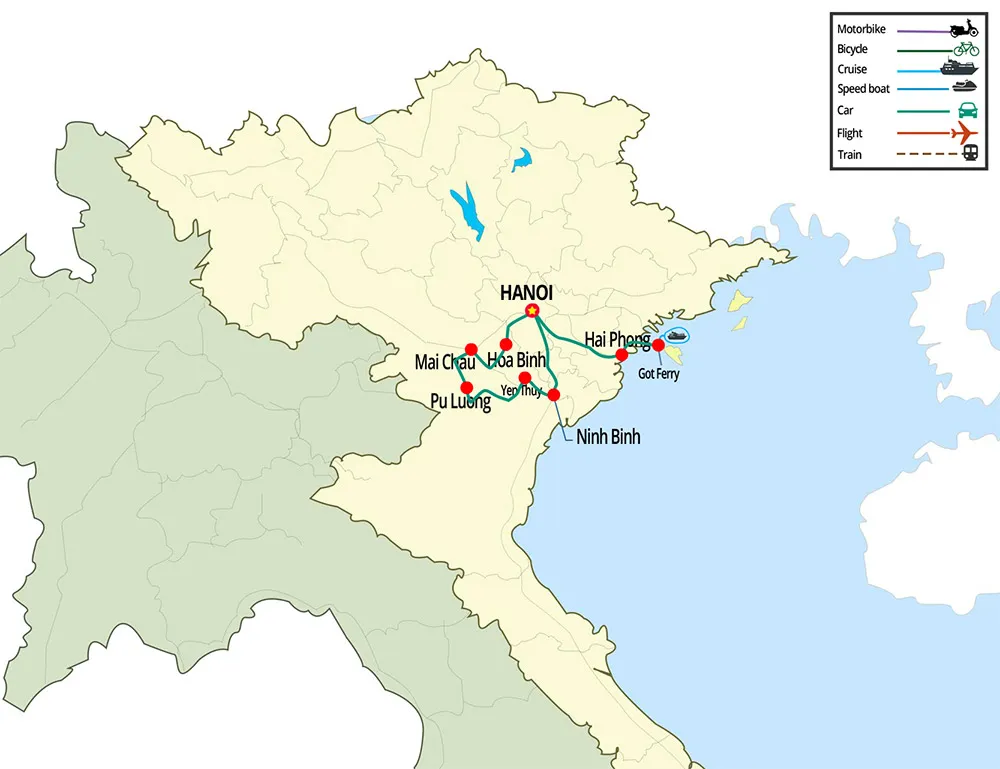 north vietnam itinerary in 10 days map